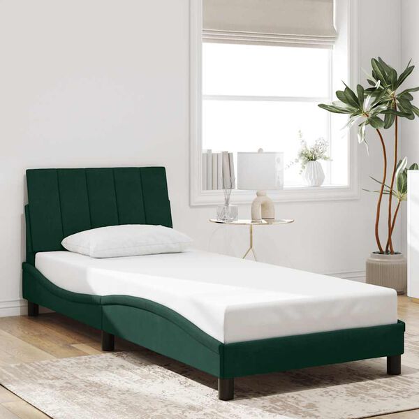 vidaXL Giroletto senza Materasso Hanko Verde Scuro 90x190 cm in Velluto