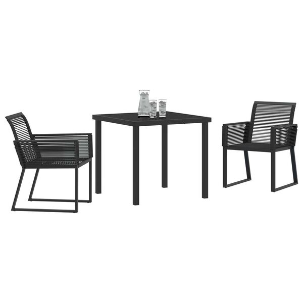 vidaXL Set da Pranzo per Giardino 3 pcs Nero