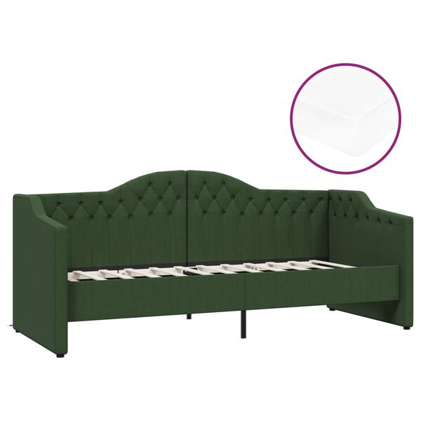 vidaXL Dormeuse con Materasso USB Verde Scuro in Tessuto 90x200 cm