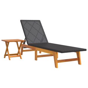 vidaXL Sdraio con Tavolo Polyrattan e Legno Massello di Acacia