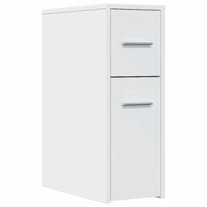 vidaXL Armadietto da Bagno Stretto con Ruote Bianco in Truciolato