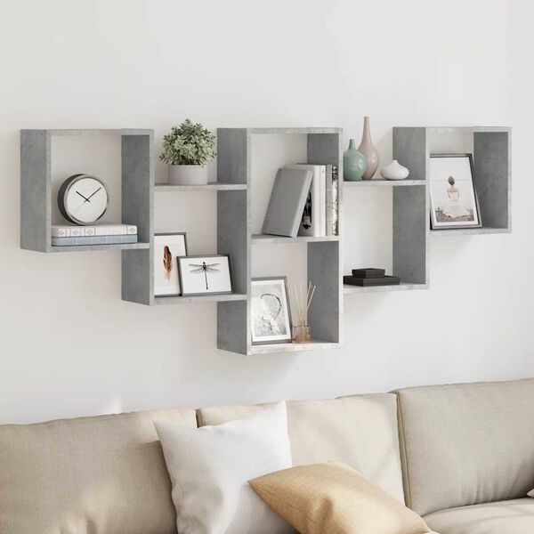 vidaXL Scaffale a Muro Grigio Cemento 159x18x66 cm in Truciolato