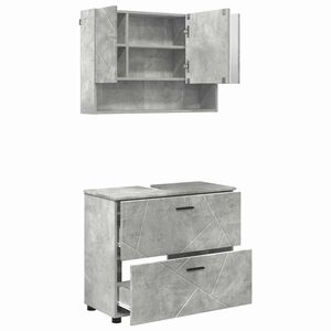 vidaXL Set di mobili per il bagno con cassetto 2 pcs Grigio cemento