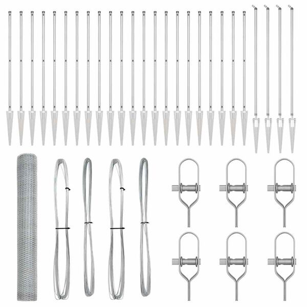 vidaXL Recinzione con pali. Argento 1.2 x 50 m