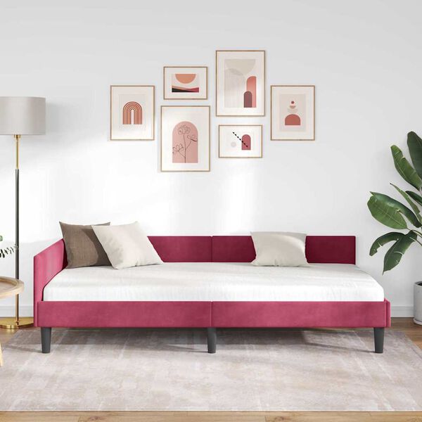 vidaXL Cornice del letto ad angolo Rosso Vino 90 cm x 200 cm