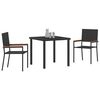 vidaXL Set da Pranzo per Giardino con cuscino 3 pcs Nero polyrattan