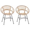 vidaXL Sedia da pranzo 2 pcs Naturale 49 x 51 x 81 cm Rattan e Ferro