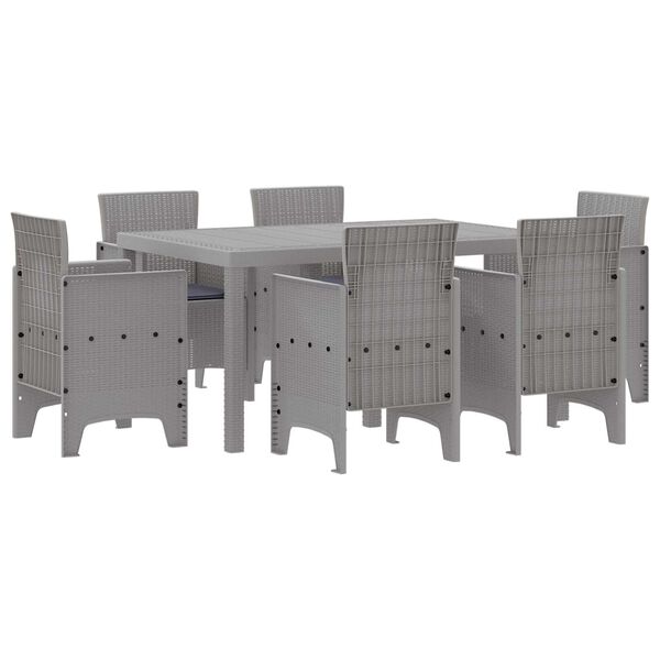 vidaXL Set da Pranzo per Giardino 7 pcs Grigio chiaro Rattan Polt