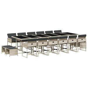 vidaXL Set da Pranzo da Giardino 17pz con Cuscini Grigio in Polyrattan