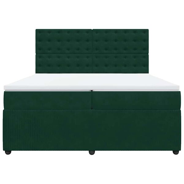 vidaXL Giroletto a Molle con Materasso Verde Scuro 200x200 cm Velluto
