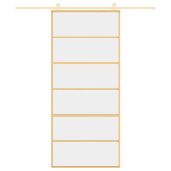 vidaXL Porta Scorrevole Dorata 90x205 Vetro Trasparente ESG Alluminio