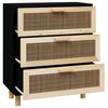 vidaXL Credenza Nera 60x30x70 cm Legno Massello Pino e Rattan Naturale