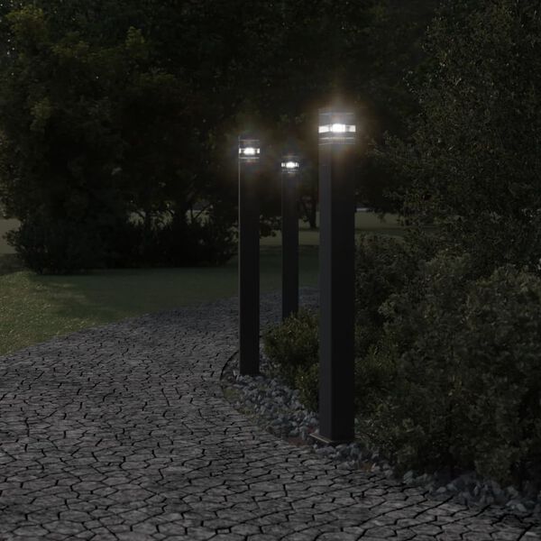 vidaXL Lampada da Terra per Esterni con Presa Nera 110 cm Alluminio