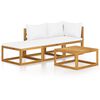 vidaXL Set Divani da Giardino 4 pz con Cuscini Crema in Legno Acacia