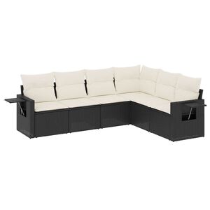 vidaXL Set Divano da Giardino 6 pz con Cuscini Nero in Polyrattan