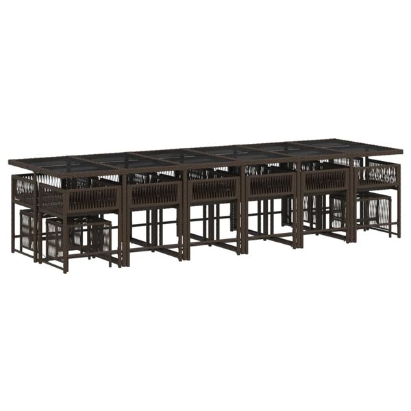 vidaXL Set da Pranzo da Giardino 17 pz con Cuscini Marrone Polyrattan