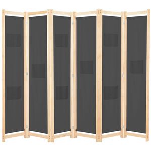 vidaXL Divisorio a 6 Pannelli Grigio 240x170x4 cm in Tessuto