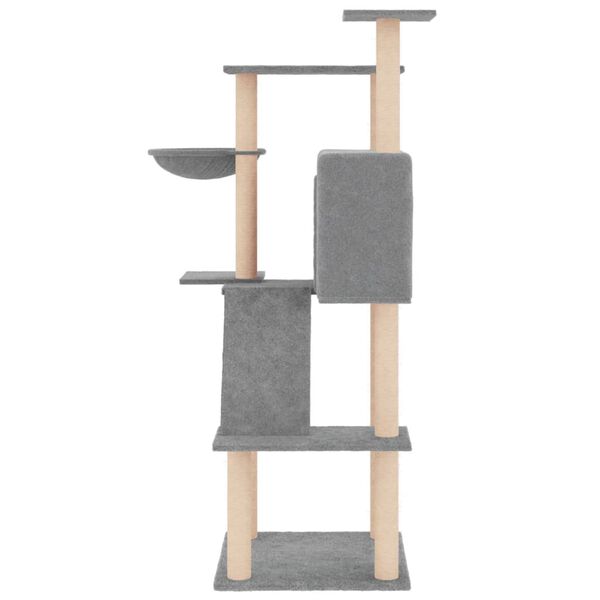 vidaXL Albero per Gatti con Tiragraffi in Sisal Grigio Chiaro 143 cm