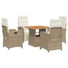 vidaXL Set da Pranzo da Giardino 5 pz con Cuscini Beige in Polyrattan