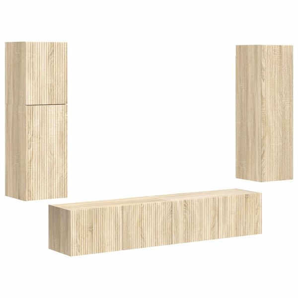 vidaXL Set mobile TV 4 pcs Rovere Sonoma Legno multistrato