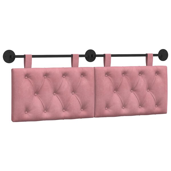 vidaXL Testata appesa Montaggio a parete Rosa 130 x 55 x 7 cm Velluto
