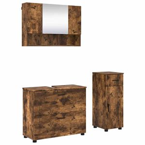 vidaXL Set di mobili per il bagno 3 pz Rovere fum&eacute;