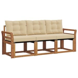 vidaXL Set di divani da esterno 3 pz Naturale e Beige