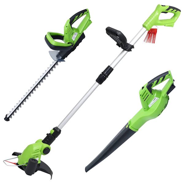 vidaXL Set Strumenti Elettrici da Giardino 3 pz Cordless