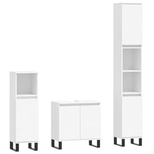 vidaXL Set di Mobili da Bagno 3 pz Bianco in Legno Multistrato