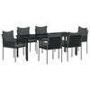 vidaXL Set da Pranzo per Giardino 7 pz Nero e Grigio Rattan in PE