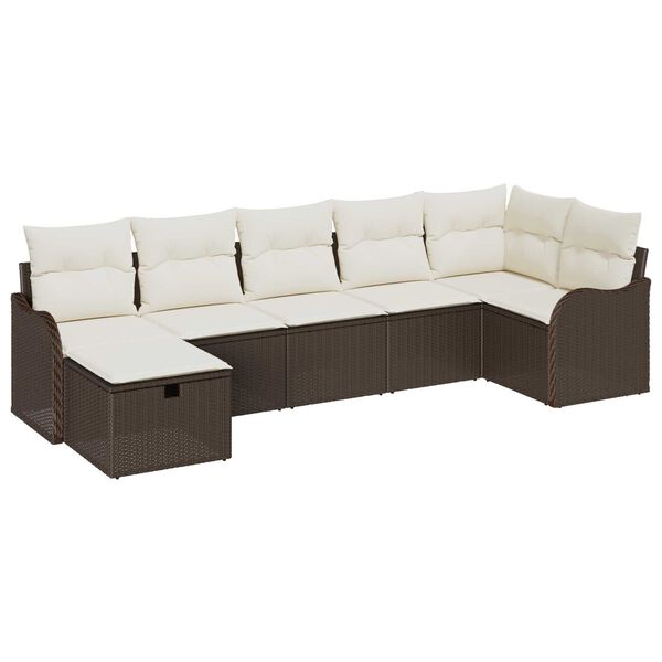 vidaXL Set di divani con cuscino Marrone e Crema polyrattan