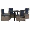 vidaXL Set da Pranzo per Giardino 5 pz Grigio polyrattan