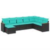 vidaXL Set Divani da Giardino 8 pz con Cuscini Nero in Polyrattan