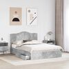 vidaXL Letto con Contenitore con testiera Grigio cemento 150 x 200 cm