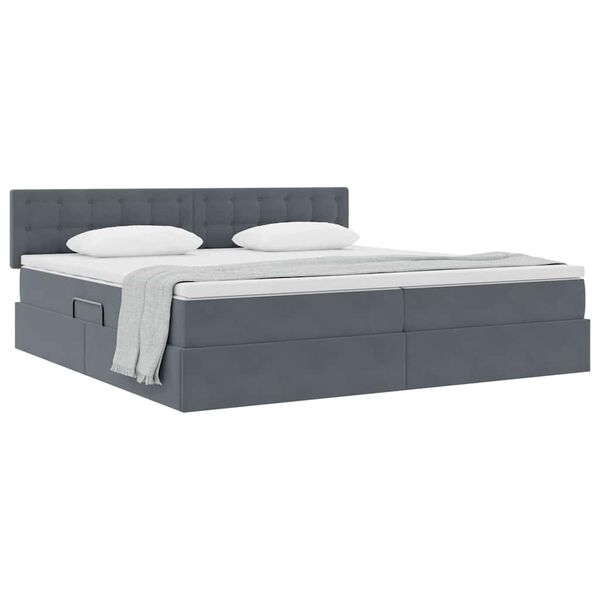 vidaXL Letto con Contenitore Grigio scuro 200 x 200 cm Velluto