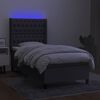 vidaXL Letto a Molle Materasso e LED Grigio Scuro 90x200 cm in Tessuto