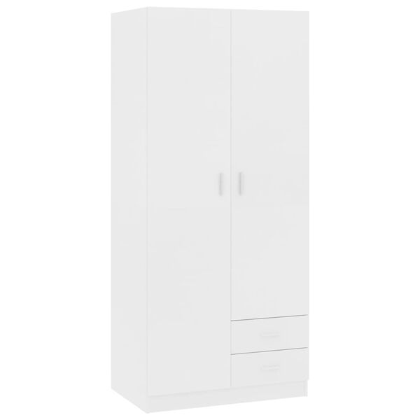 vidaXL Armadio Bianco 80x52x180 cm in Legno Multistrato