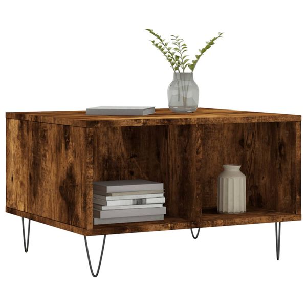 vidaXL Tavolino da Salotto Rovere Fumo 60x50x36,5 cm Legno Multistrato