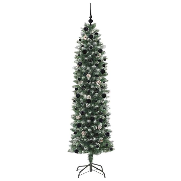 vidaXL Albero di Natale Artificiale Sottile Verde e Bianco 240 cm
