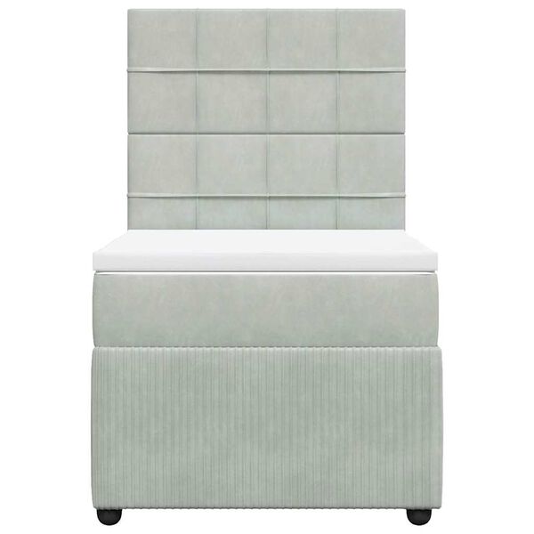 vidaXL Giroletto a Molle con Materasso Grigio Chiaro 80x200 cm Velluto