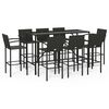 vidaXL Set da Bar da Giardino 9 pz Nero in Polyrattan