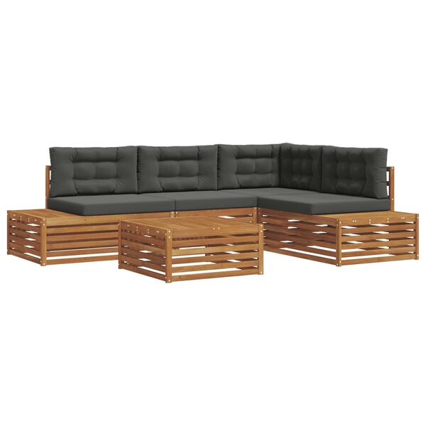 vidaXL Set di divani da esterno 5 Pezzo Naturale e Antracite