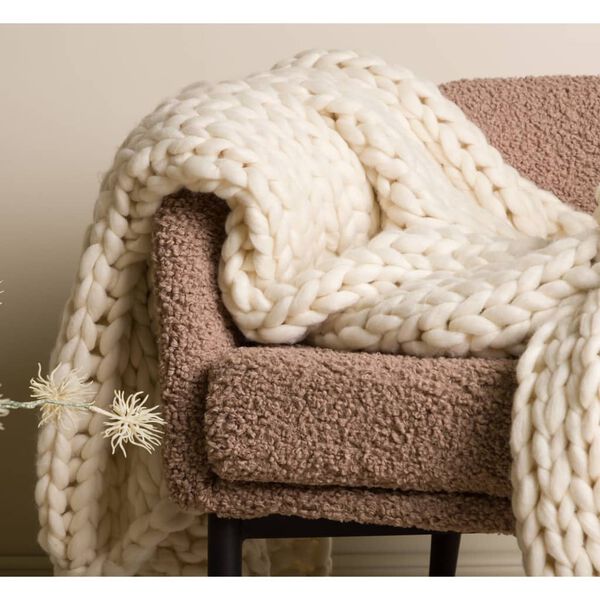 Venture Home Coperta Decorativa Kate 170x130 Poliestere Bianco Avorio