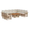 vidaXL Set Divano da Giardino 11 pz Naturale e Bianco Crema polyrattan