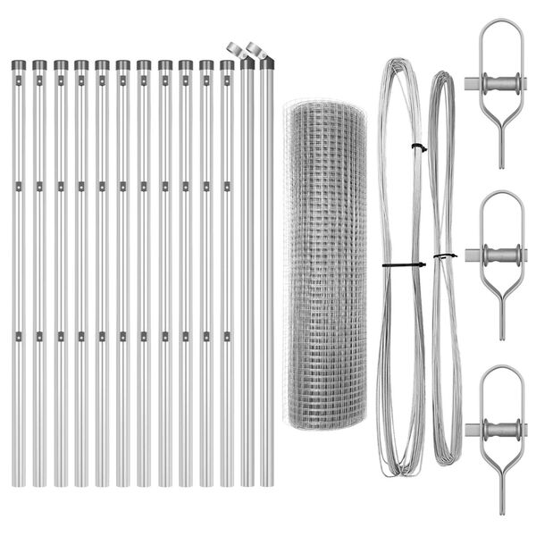 vidaXL Palo della recinzione Argento 25 x 0,5 m (rete 25 x 25 mm)