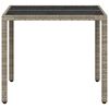 vidaXL Tavolo Giardino Piano Vetro Grigio Chiaro 90x90x75cm Polyrattan