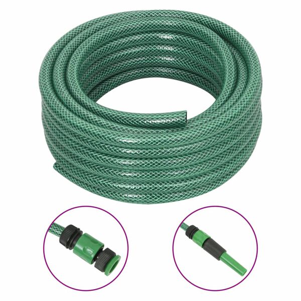 vidaXL Set Tubo da Giardino con Raccordi Verde 0,5" 30 m in PVC