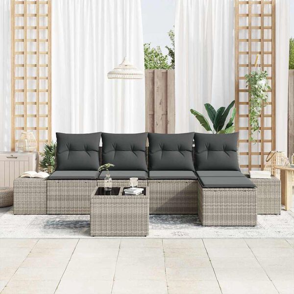 vidaXL Set Divano da Giardino 6 pcs Grigio chiaro polyrattan