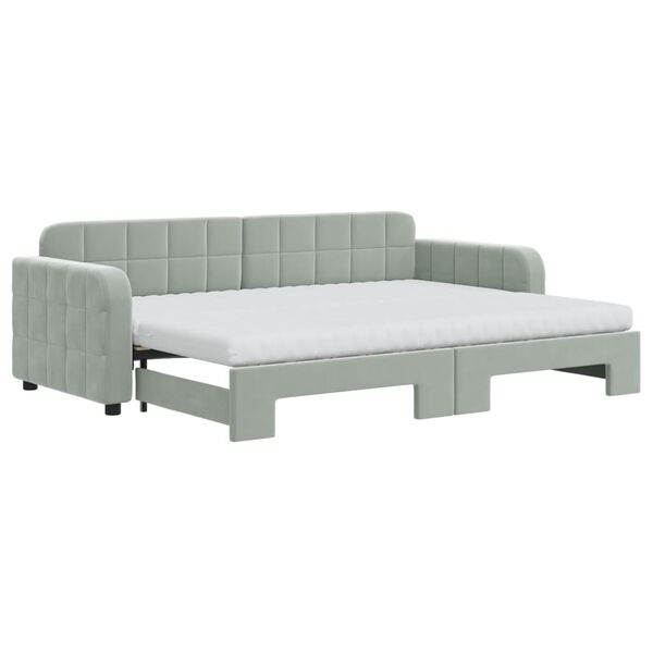 vidaXL Divano Letto Estraibile Materassi Grigio Chiaro 80x200 Velluto
