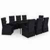 vidaXL Set da Pranzo da Giardino 9 pz con Cuscini Nero